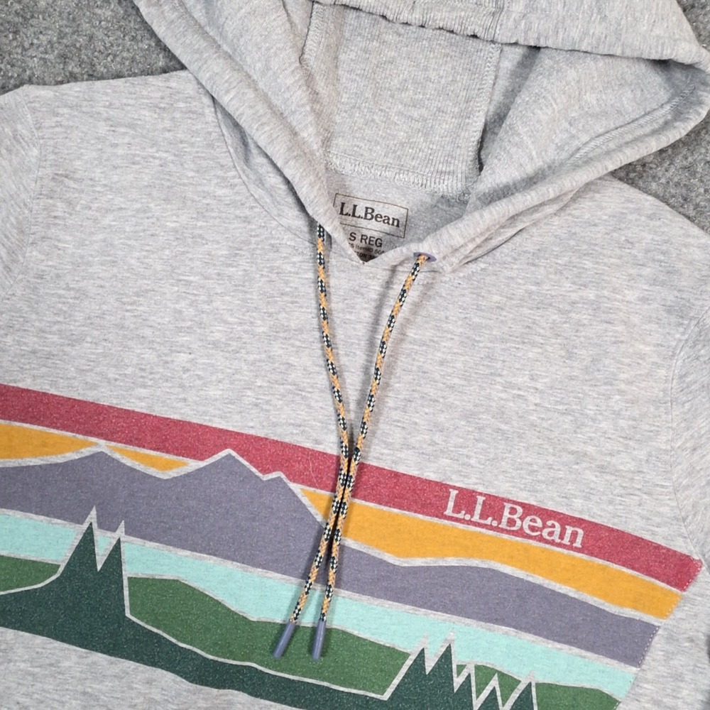 L.L.Bean Cozy Camp Hoodie Womens Small Heather Gray Graphic Pullover